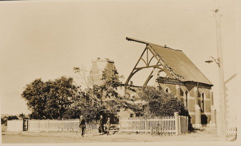 Presbyterian Church Brighton, Vic; Melb. Struck by a Cyclone & wrecked, c. 1918
