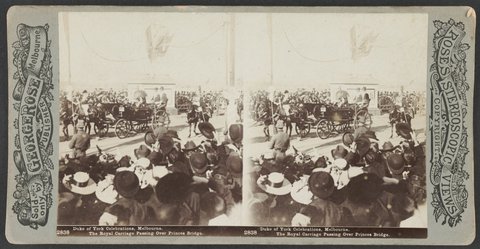 Duke of York Celebrations, Melbourne. The Royal Carriage Passing Over Princes Bridge, 1901