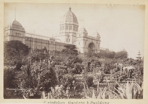 Exhibition Gardons [i.e. Gardens] & Building Melbourne, 1890–1900