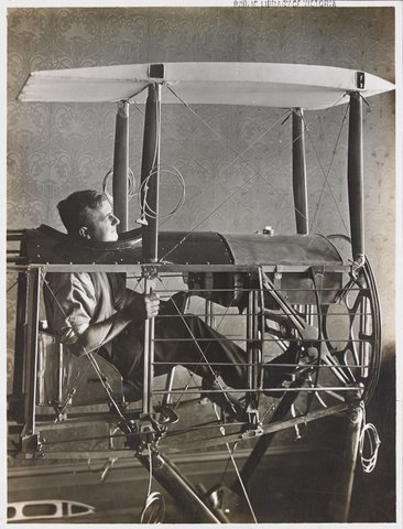 "Basil Watson assembling his aeroplane in his parents' house in St. Kilda Street, Elsternwick", c. 1917