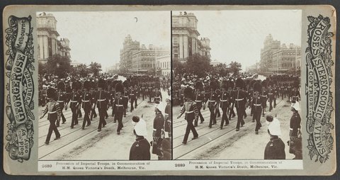 Procession of Imperial Troops, in Commemoration of H.M. Queen Victoria's Death, Melbourne, Vic, 1901
