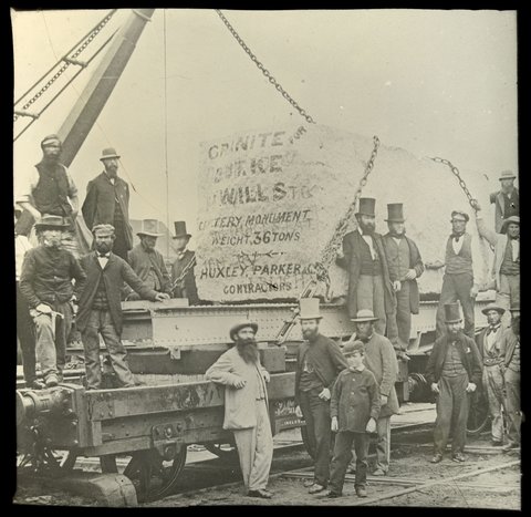 [Granite block for the Burke and Wills monument in the Melbourne Cemetery], 1898–1906