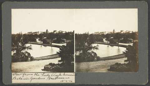 View from the Lady Clark Memorial, Botanic Gardens, Melbourne, 1914