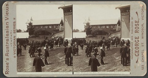 View on the Hill, Flemington, Vic. Derby Day, 1890–1900