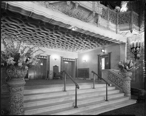 Steps from foyer to autditorium doors, Regent Theatre, Collins Street, Melbourne, 1948
