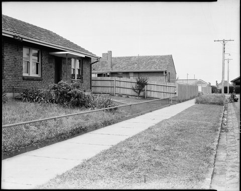 Housing Commission homes highlighting front gardens, gates and fences and homes in Coburg, Preston and Heidelberg, c. 1947