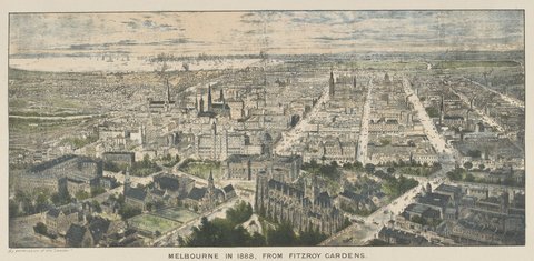 Melbourne in 1888, from Fitzroy Gardens