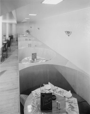 View of dining booths, Coq D'or Cafe, downstairs, 350 Little Collins St., Melbourne, 1946