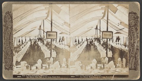 Duke of York Celebrations Melbourne. The Officers' Mess Tent at the Camp Royal Park, 1901