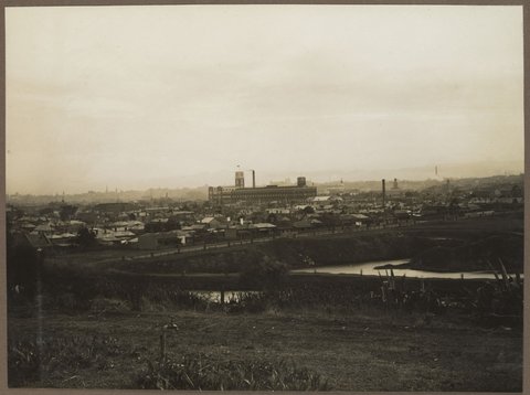 South Richmond View from South Yarra Hill, Showing how the Match Works dominates its surroundings, 1922