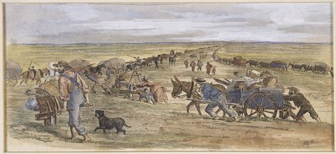 Travelling to the Diggings, the Keilor Plains. Victoria, 1853