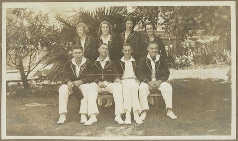 Tennis Tournament held at Richmond [between team from Federal Match Co, Sydney and Brymay team from Melbourne], 1932
