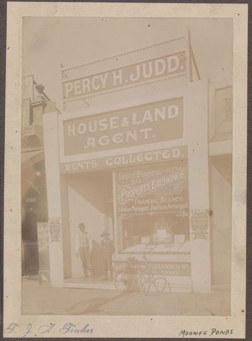 House and Land agent office: Percy H. Judd, The Crescent, Moonee Ponds, 1906–07