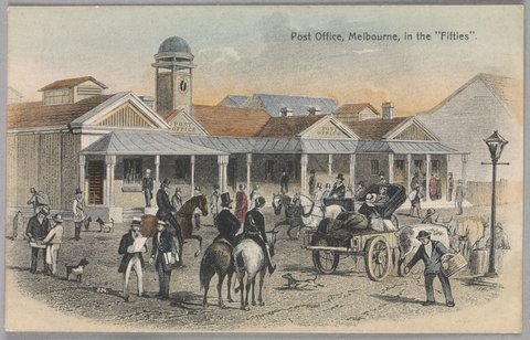 Post Office, Melbourne, in the "Fifties", 1905–10