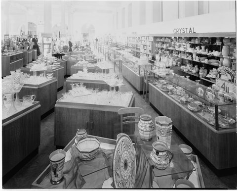 Crystal, glassware and ribbon showrooms at Georges, 162-168 Collins Street, Melbourne, c. 1943