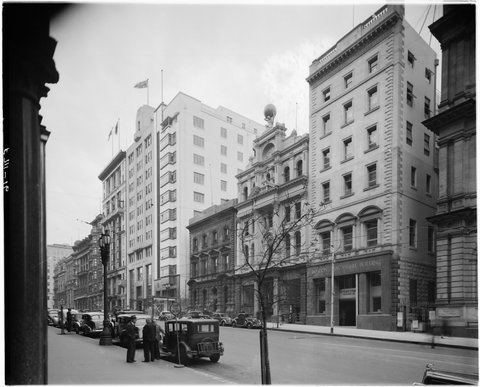 Buildings in Collins Street, Melbourne north side from Queen Street, c. 1941