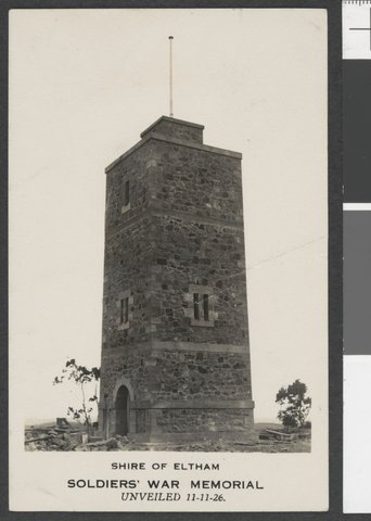 Soldiers' War Memorial, Shire of Eltham, unveiled 11-11-26, 1926?
