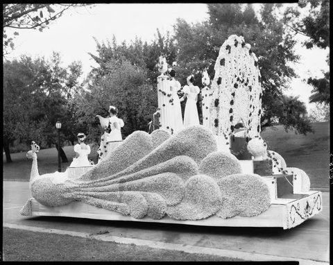 Profile view of 'Essential Services' float, Queen Carnival Procession, Melbourne, 1941