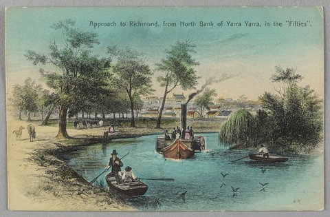 Approach to Richmond, from North Bank of Yarra Yarra, in the "Fifties", 1905–10
