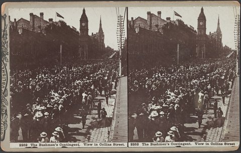 The Bushmen's Contingent. View in Collins Street, c. 1900