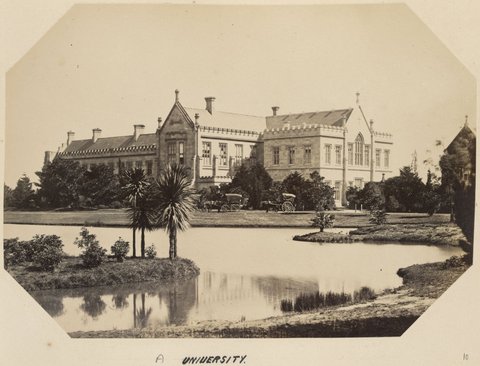 UNIVERSITY [Melbourne, with lake in foreground], 1873–82