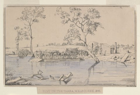Punt on the Yarra, Melbourne. 1845