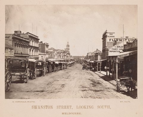 Swanston Street, looking south, Melbourne, c. 1876