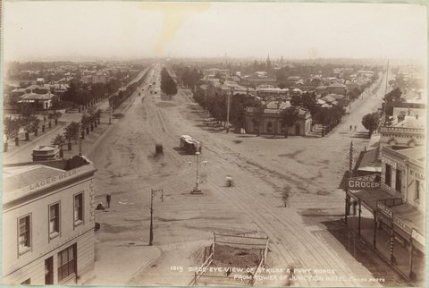 Bird's-Eye View of St Kilda & Punt Rds, from tower of the Junction Hotel, 1892–1900