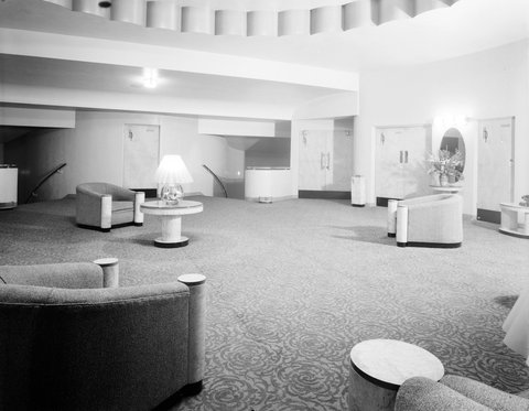 Interior of Hoyts' Padua Theatre, Brunswick showing foyer/sitting area, c. 1935