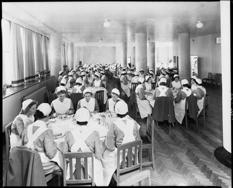 Nurses' dining room, Royal Melbourne Hospital, 1945