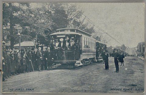 THE FIRST TRAM MOONEE PONDS - 11.10.06, c. 1910
