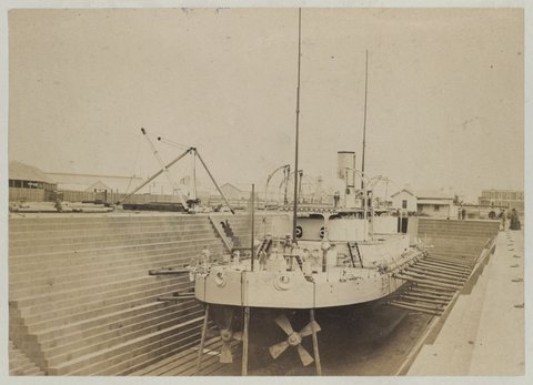 [The Cerberus in Graving Dock, Williamstown, Vic.], 1874–75