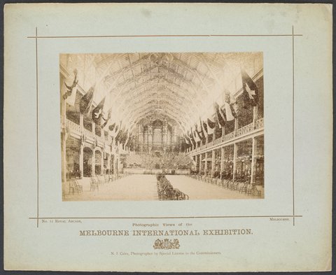 View of Main Hall at the Melbourne International Exhibition, 1880–81
