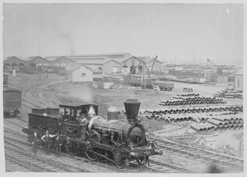 Spencer Street rail yards, 1880