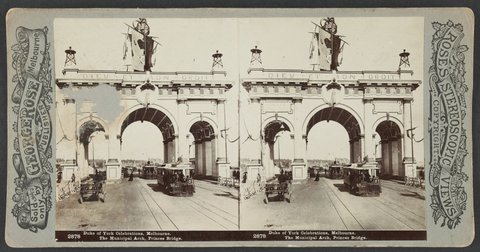 Duke of York Celebrations, Melbourne. The Municipal Arch, PrincesBridge, 1901