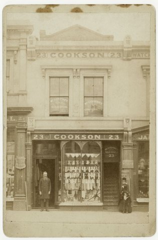 Premises of Cookson & Co., tailors, 23 Collins St. West, Melbourne, c. 1880