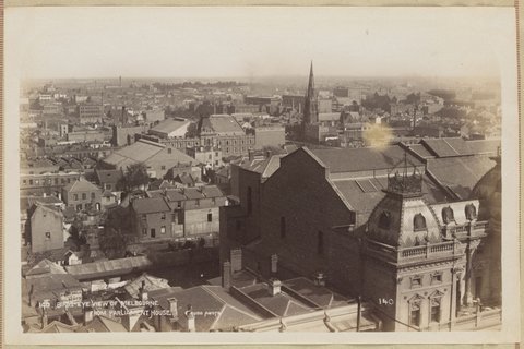 Bird's Eye View of Melbourne from Parliament House (looking north-west), 1892–1900