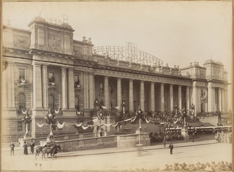 Parliament House Melbourne, decorated for Queen Victoria's Jubilee in 1897, 1892–1900