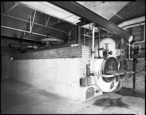 Interior view of factory furnaces, Colonial Gas Association, Box Hill, c. 1945
