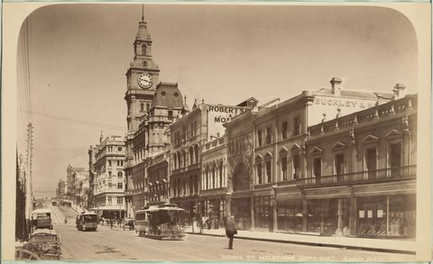 Bourke St Melbourne (north side) [between Elizabeth and Swanston Streets], 1893