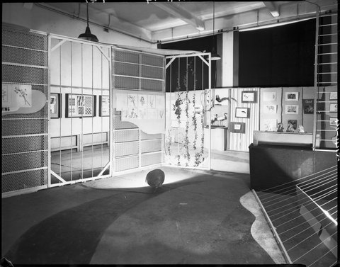 Part of a display of student art-work and statues, Melbourne Technical College (R.M.I.T.), 1947