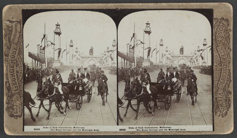 Duke of York Celebrations, Melbourne. The Royal Carriage and the Municipal Arch, 1901
