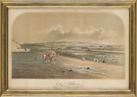 City of Melbourne From the South Bank of the Yarra Yarra looking North West, 1854