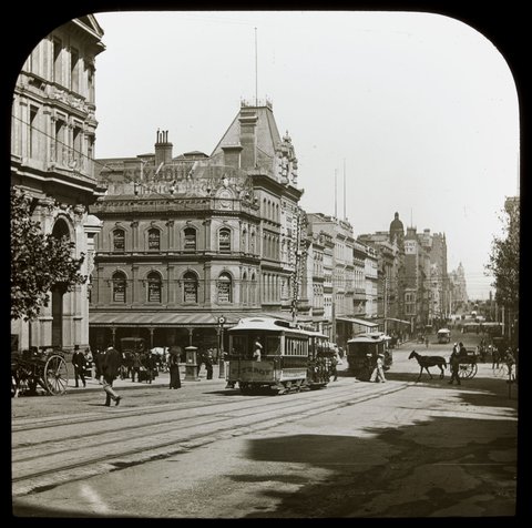 Collins Street looking west, 1860–1930
