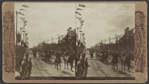 Duke of York Celebrations, Melbourne. The Royal Procession, Evelyn Street, 1901