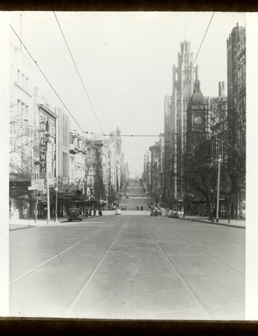 Collins Street, Melbourne, looking west, between Russell and Swanston Streets, 1910–30