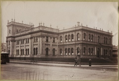 Exterior view of the Trades Hall, Melbourne, 1892–1900