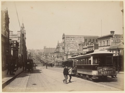 Bourke St from Queen St, c. 1880