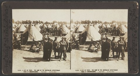 A city of tents. The Camp of the Australian Expeditionary Force at Broadmeadows, 1914–18