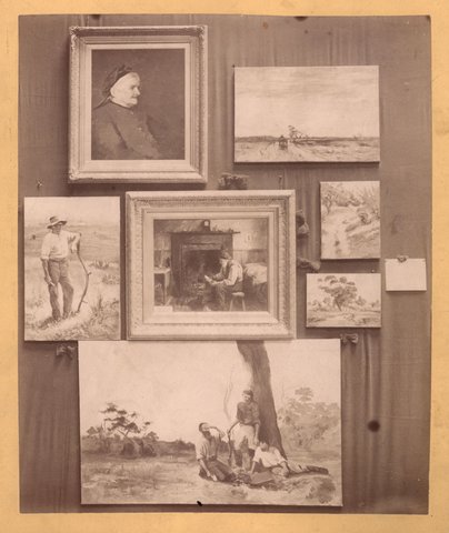 Picture display at the National Gallery of Victoria, Melbourne, 1900?